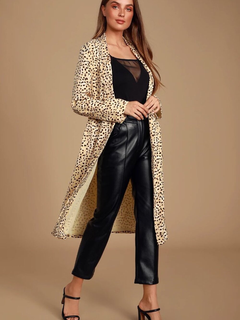 Cupcakes and Cashmere Leopard Print Maxi Duster Kimono Size Small